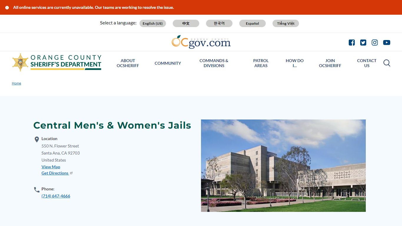 Central Men's & Women's Jails | Orange County California - Sheriff's ...